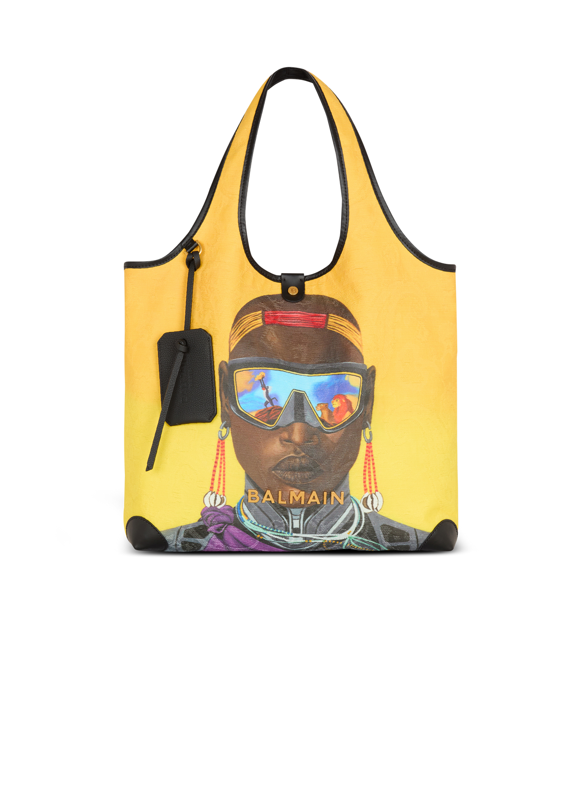 Disney x balmain : the lion king - grocery bag b-army imprimé nika mtwana - Jaune