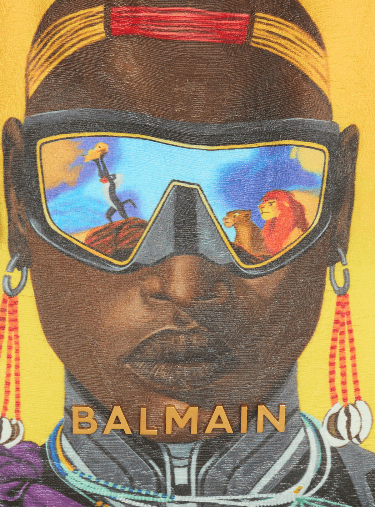 Disney x balmain : the lion king - grocery bag b-army imprimé nika mtwana - Jaune