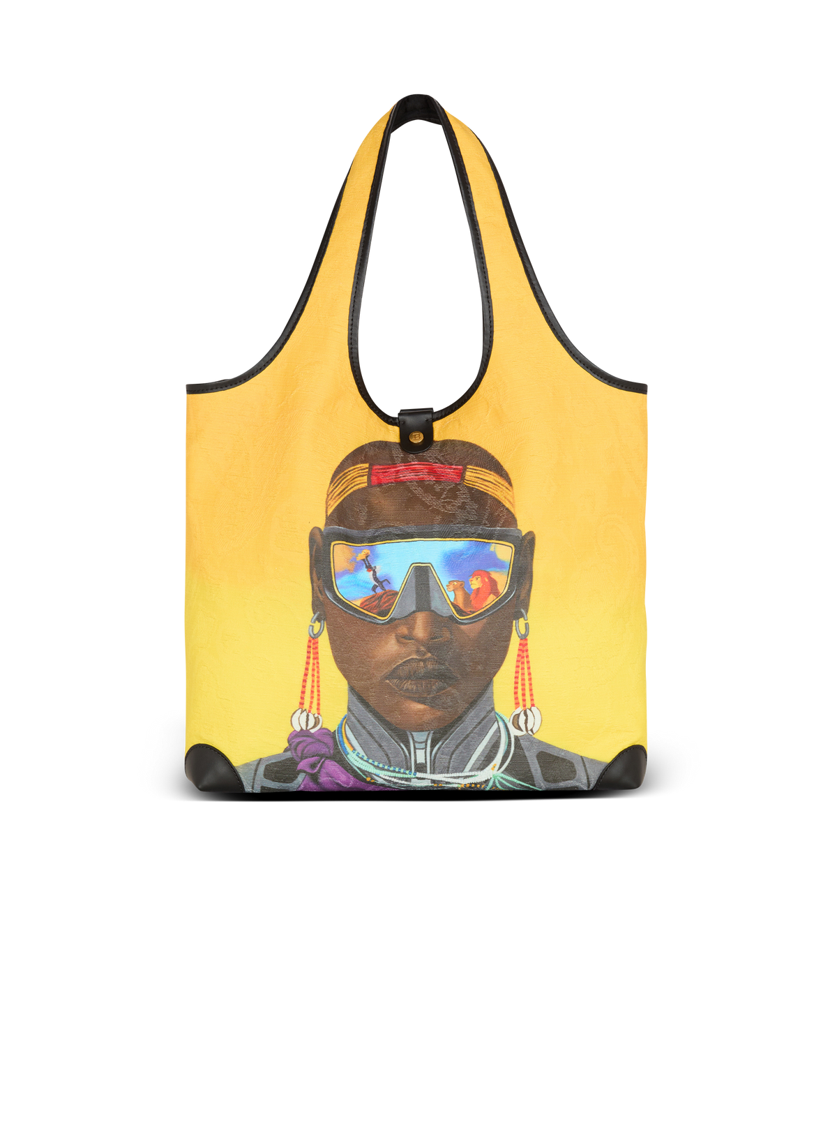 Disney x balmain : the lion king - grocery bag b-army imprimé nika mtwana - Jaune