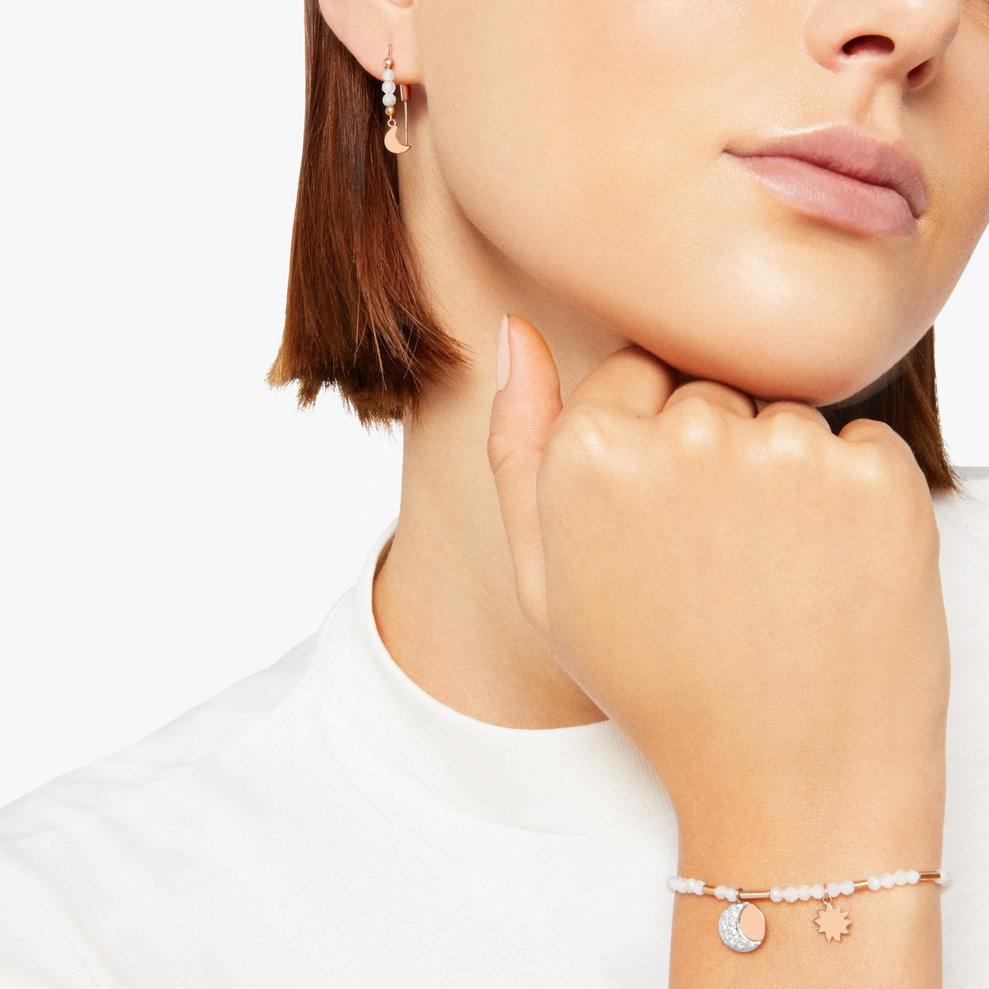 Boucles d'oreilles Universe en or rose 9K et multipierres - Or Rose