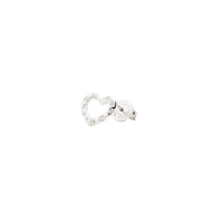 Mono boucle d'oreille Cuore en or blanc 9K et diamants - Or Rose