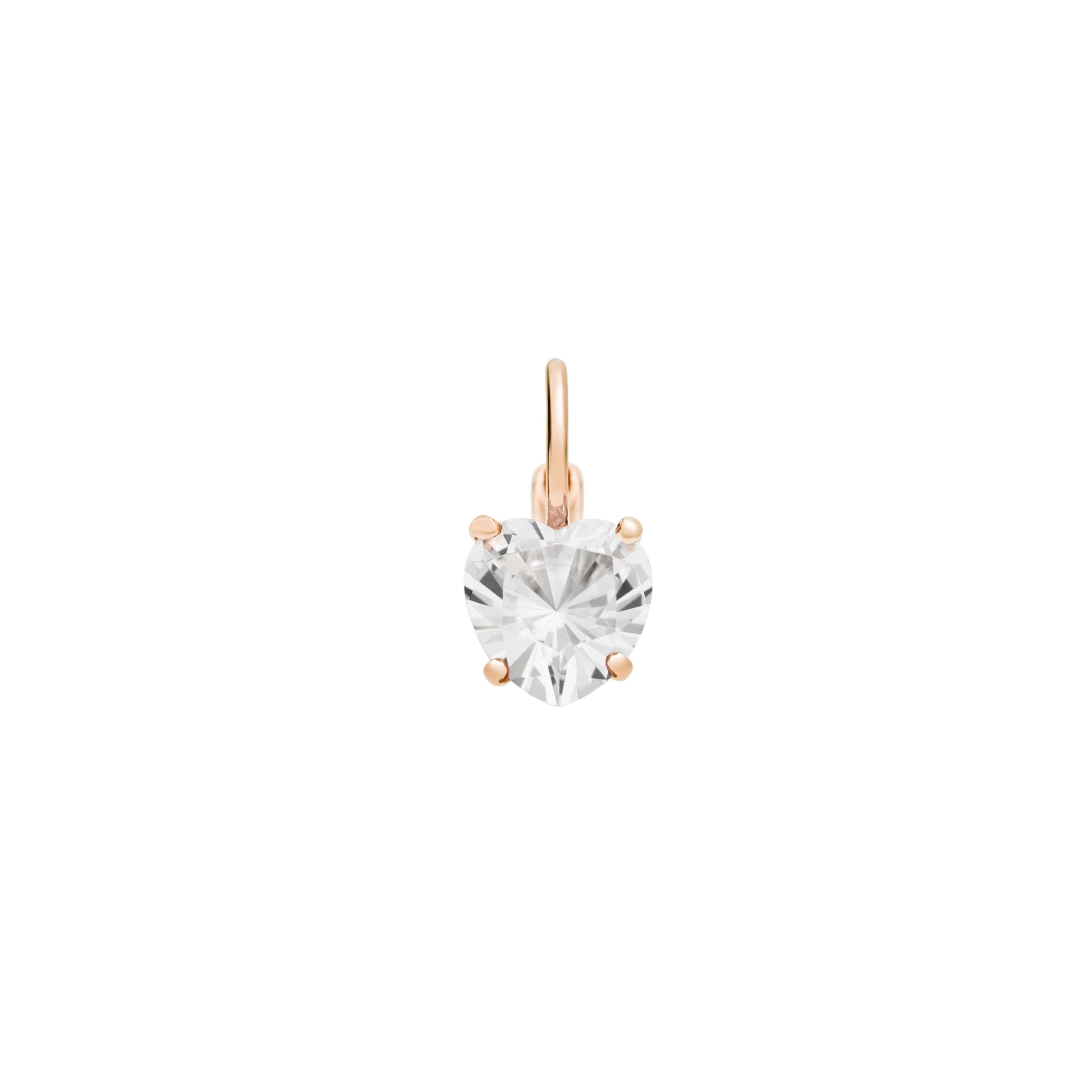 Mono boucle d'oreille Cuore en or rose 9K et perles - Or Rose