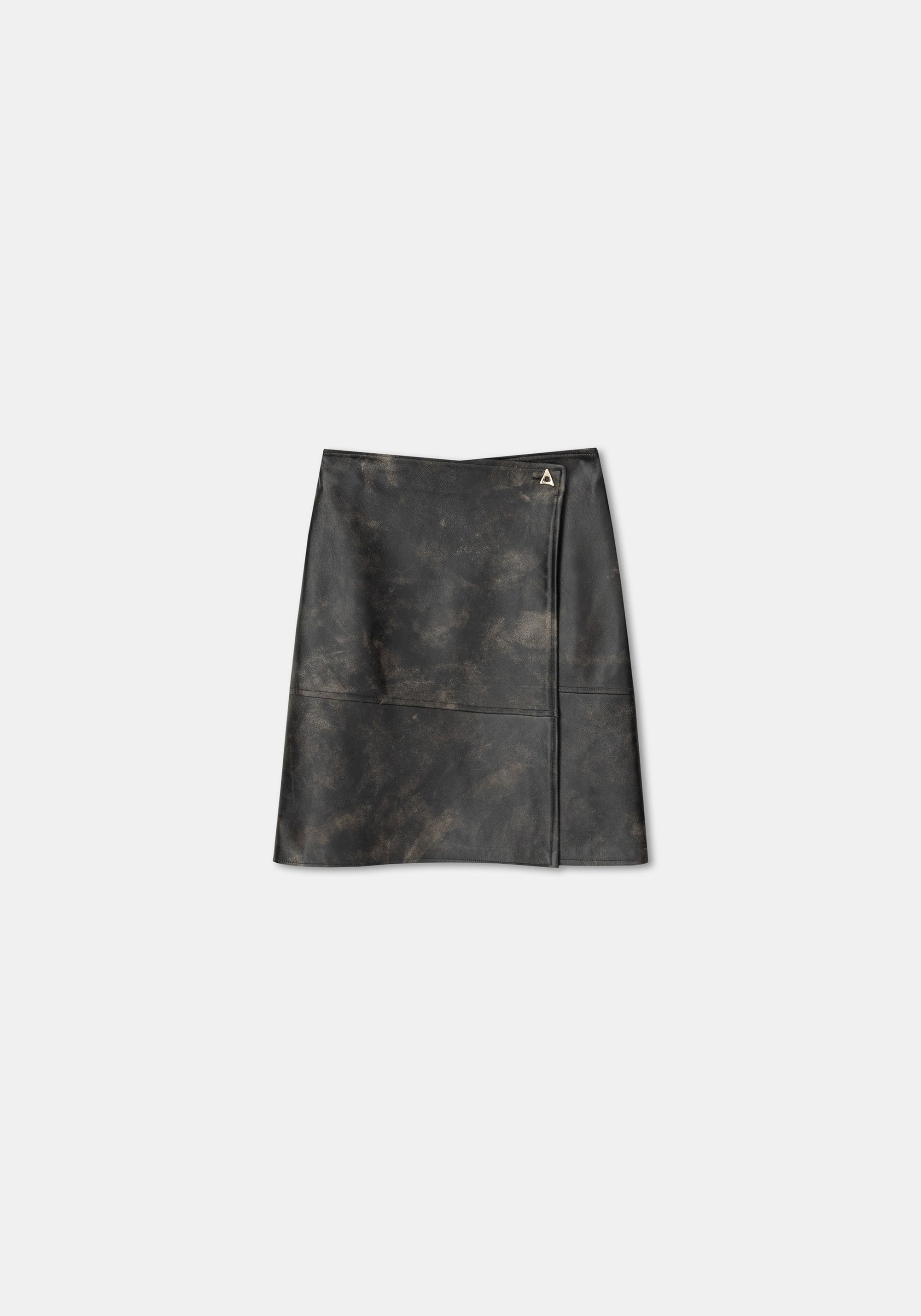 Jupe midi Doja portefeuille en cuir - Washed Grey