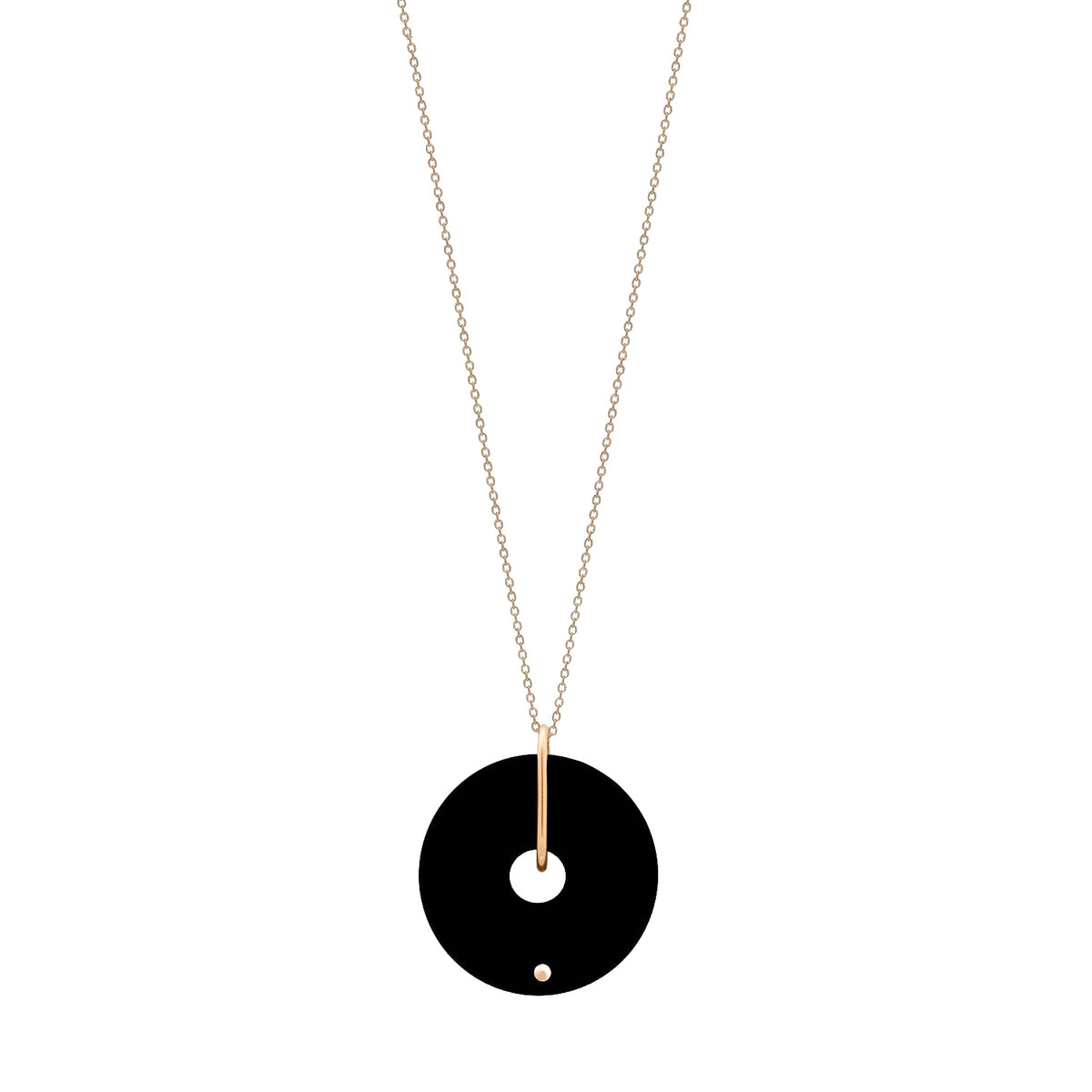 Collier Mini Donut en or rose 18 carats et onyx - Noir