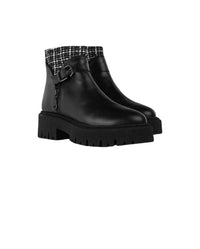 Bottines Dorval en cuir et twéed - Black