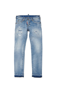 Washed denim trousers - Blue Denim