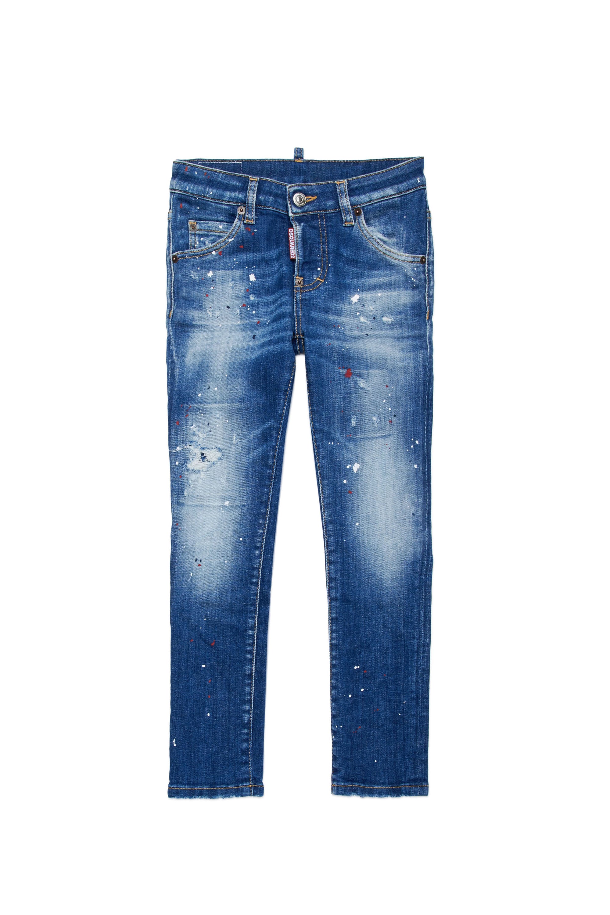 Straight-leg washed denim trousers - Blue Denim