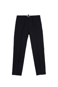 Wool trousers with darts - Black