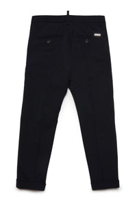 Wool trousers with darts - Black