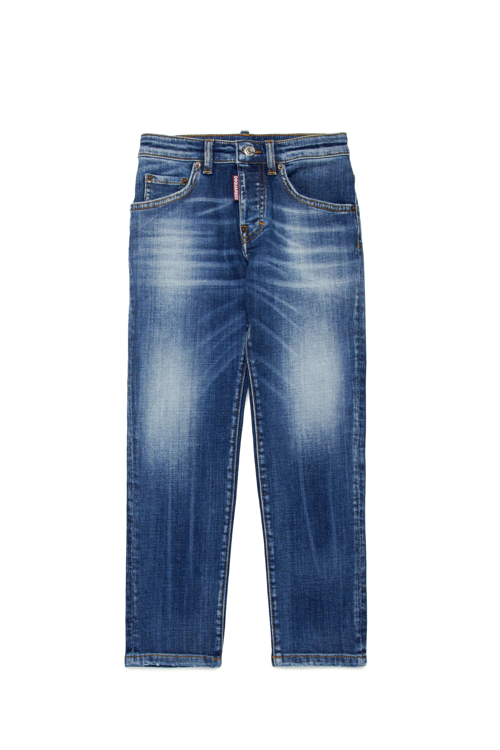 Straight-leg washed denim trousers - Blue Denim