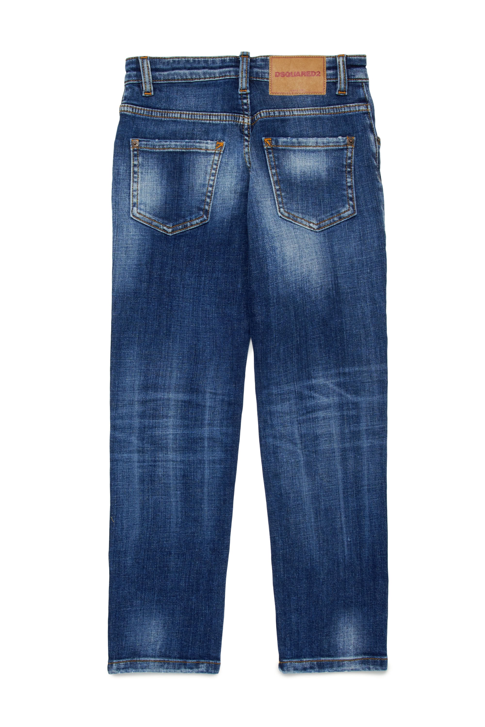 Straight-leg washed denim trousers - Blue Denim