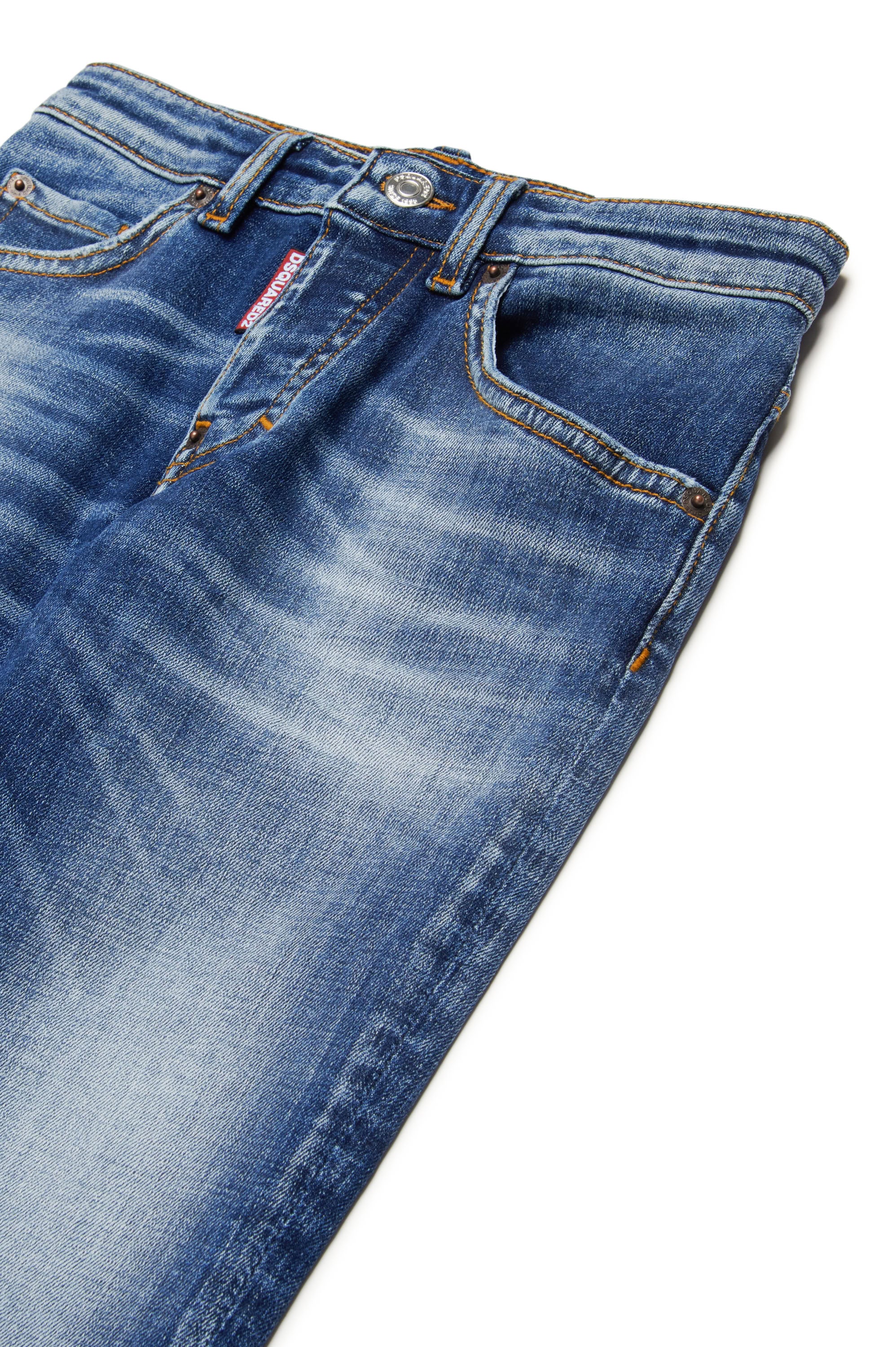 Straight-leg washed denim trousers - Blue Denim