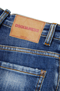 Straight-leg washed denim trousers - Blue Denim