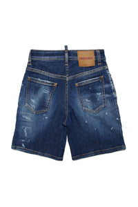 Short délavé en denim - Blue Denim