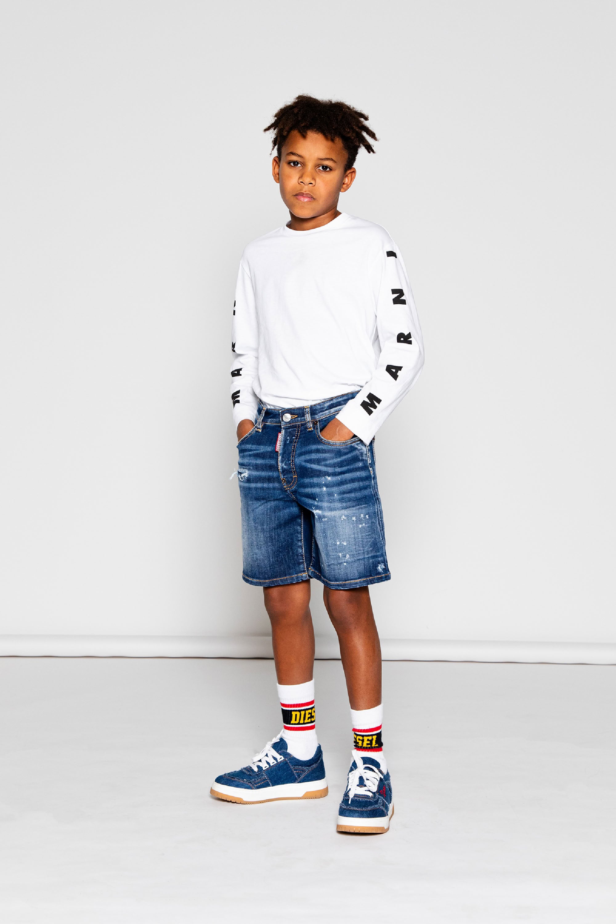 Short délavé en denim - Blue Denim