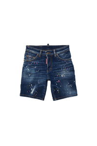 Short délavé en denim - Blue Denim