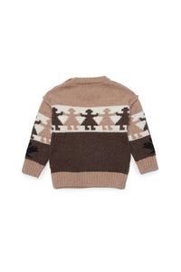 Pull à imprimé jacquard en laine - Light Brown