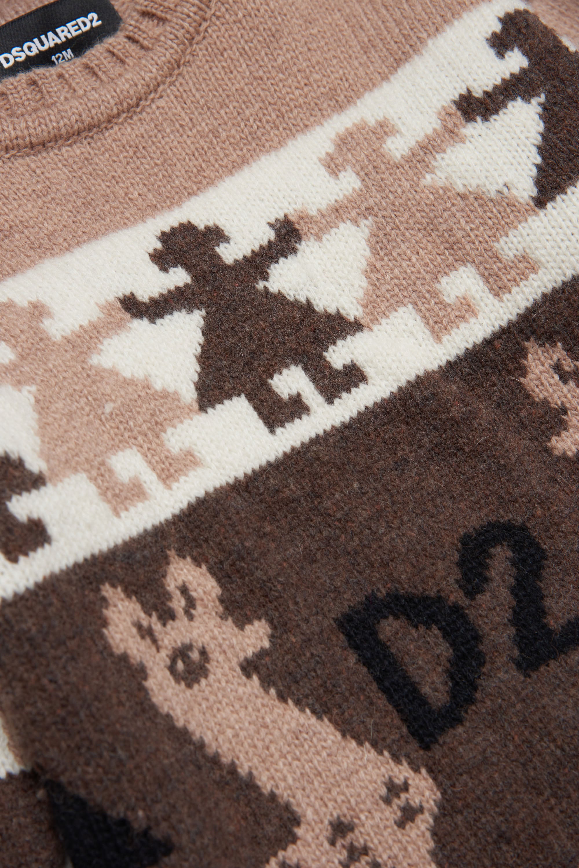 Pull à imprimé jacquard en laine - Light Brown