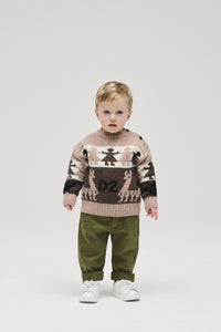 Pull à imprimé jacquard en laine - Light Brown
