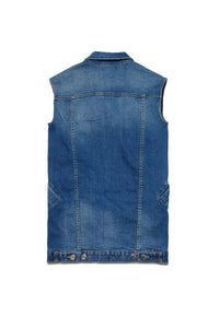 Washed sleeveless denim jacket - Blue Denim
