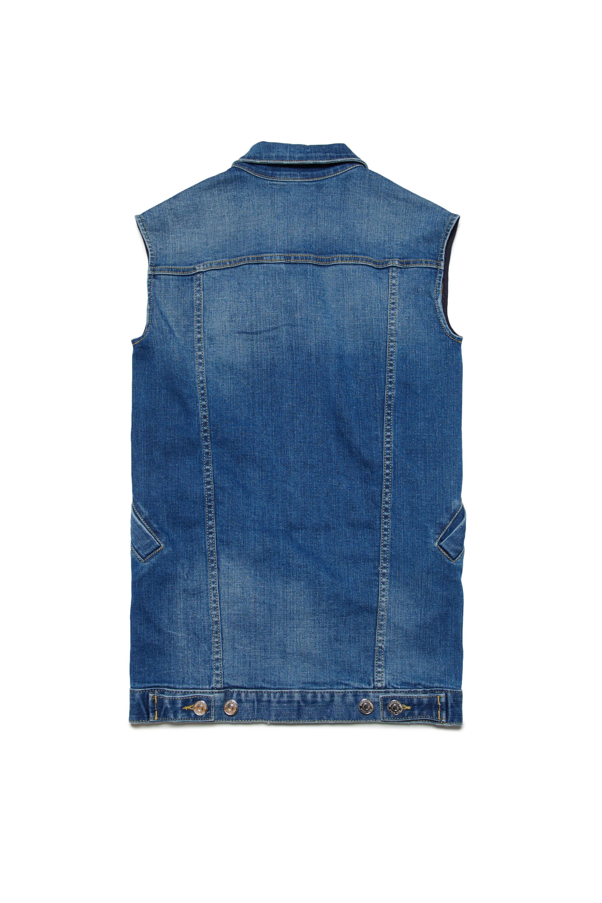 Washed sleeveless denim jacket - Blue Denim