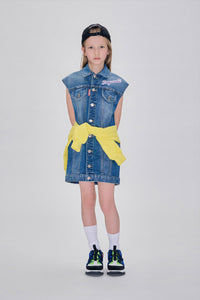Washed sleeveless denim jacket - Blue Denim