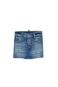 Washed denim skirt - Blue Denim