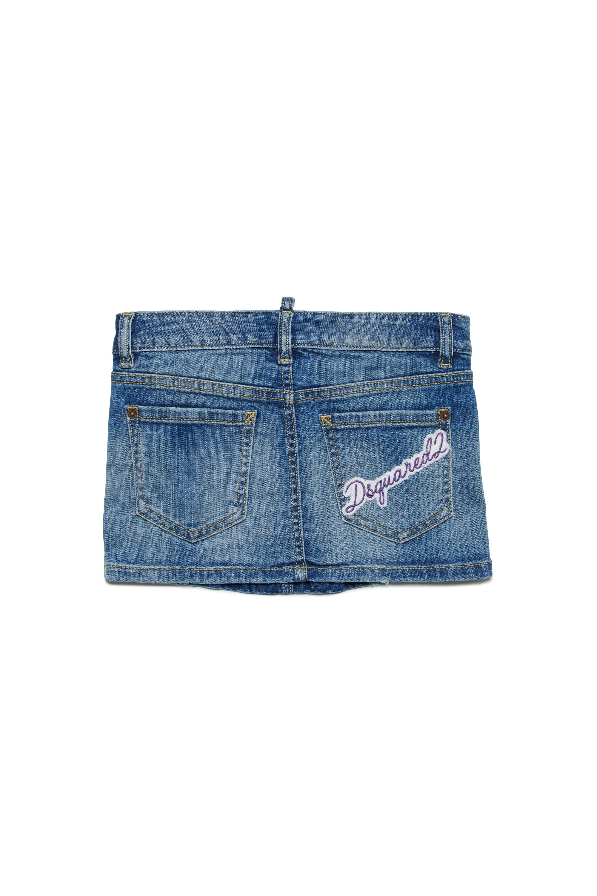 Washed denim skirt - Blue Denim