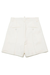 Short avec logo en laine - White