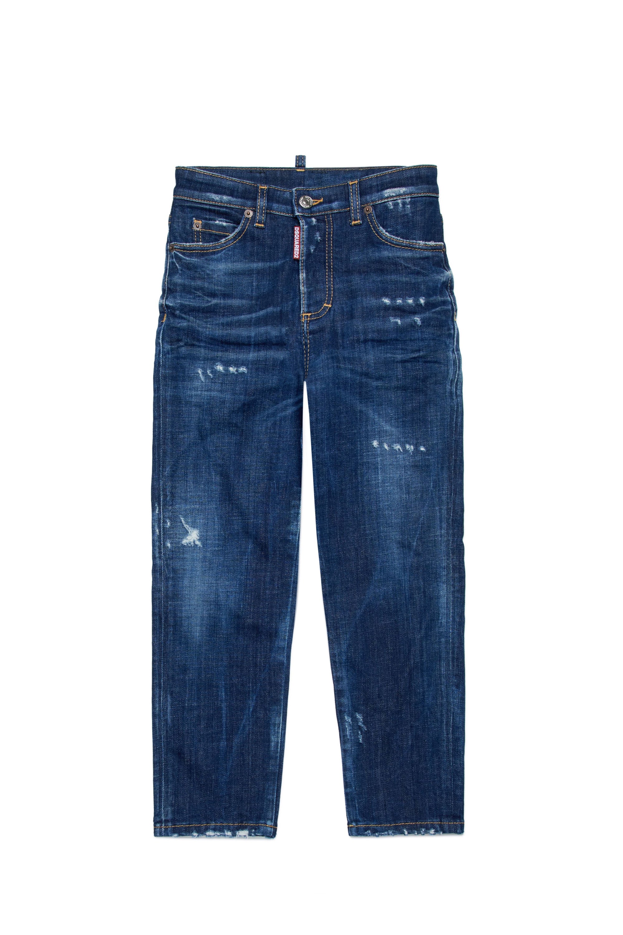 Pantalon droit délavé en denim - Blue Denim