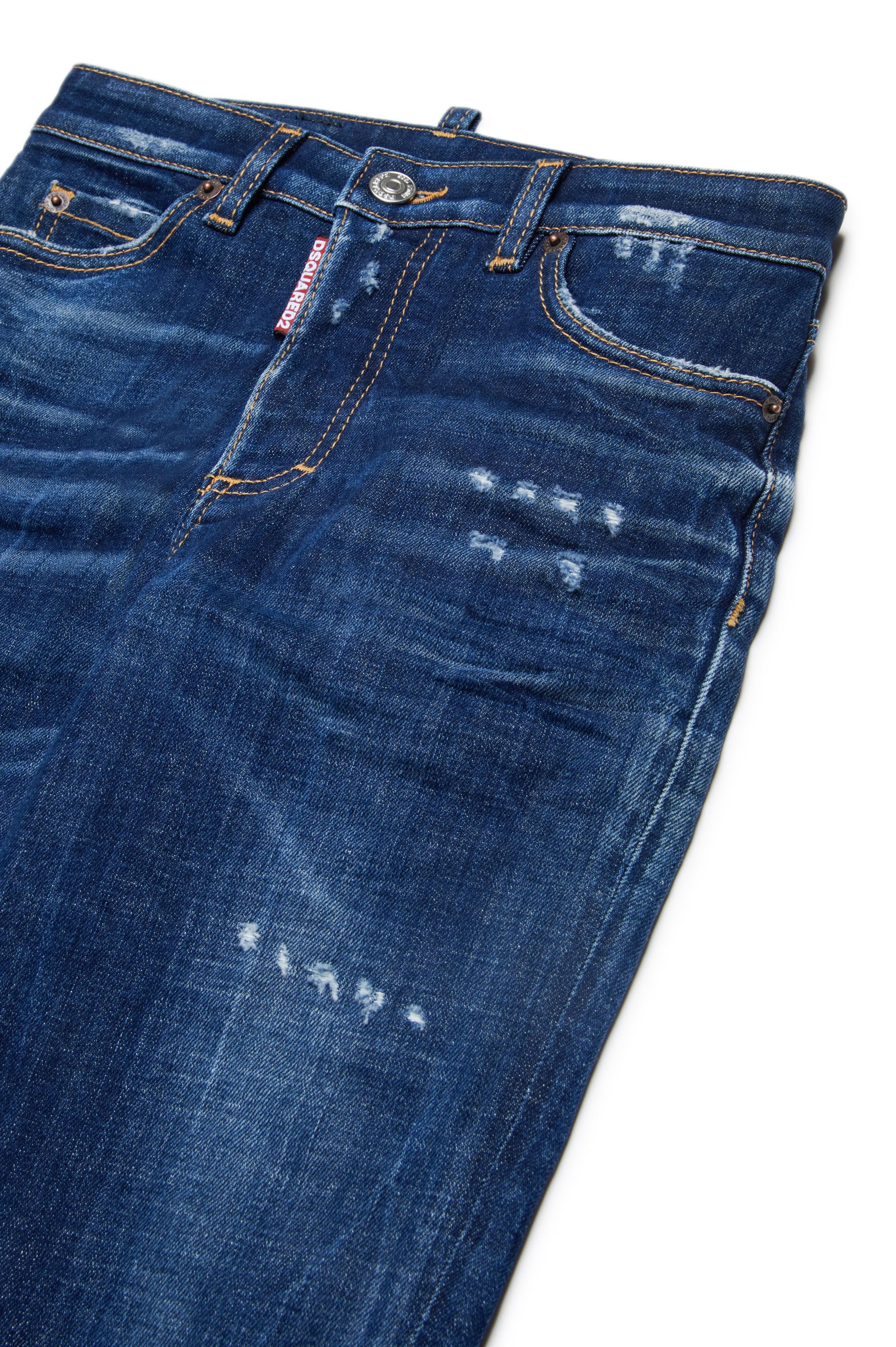 Pantalon droit délavé en denim - Blue Denim