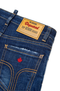 Pantalon droit délavé en denim - Blue Denim
