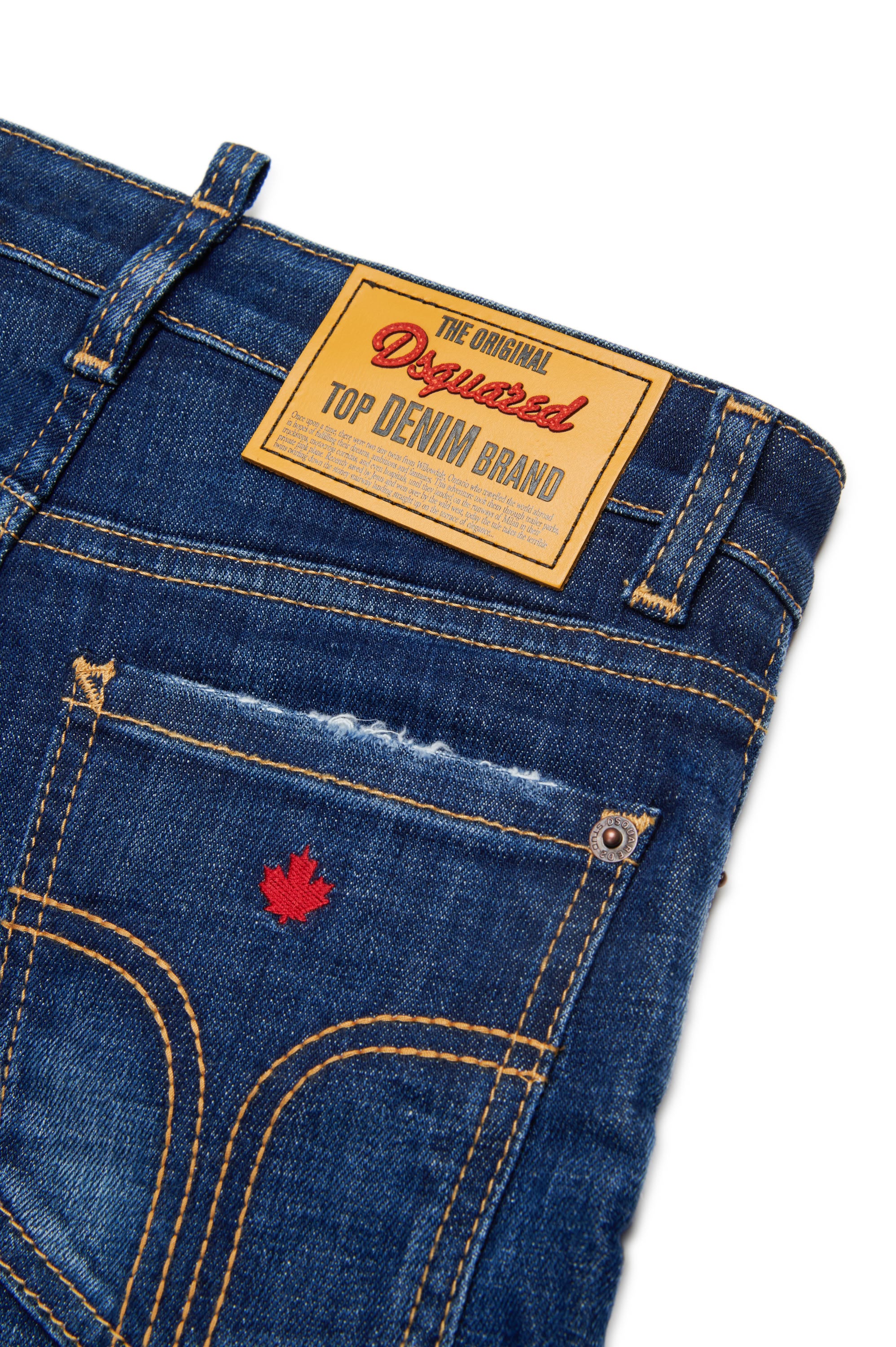 Pantalon droit délavé en denim - Blue Denim