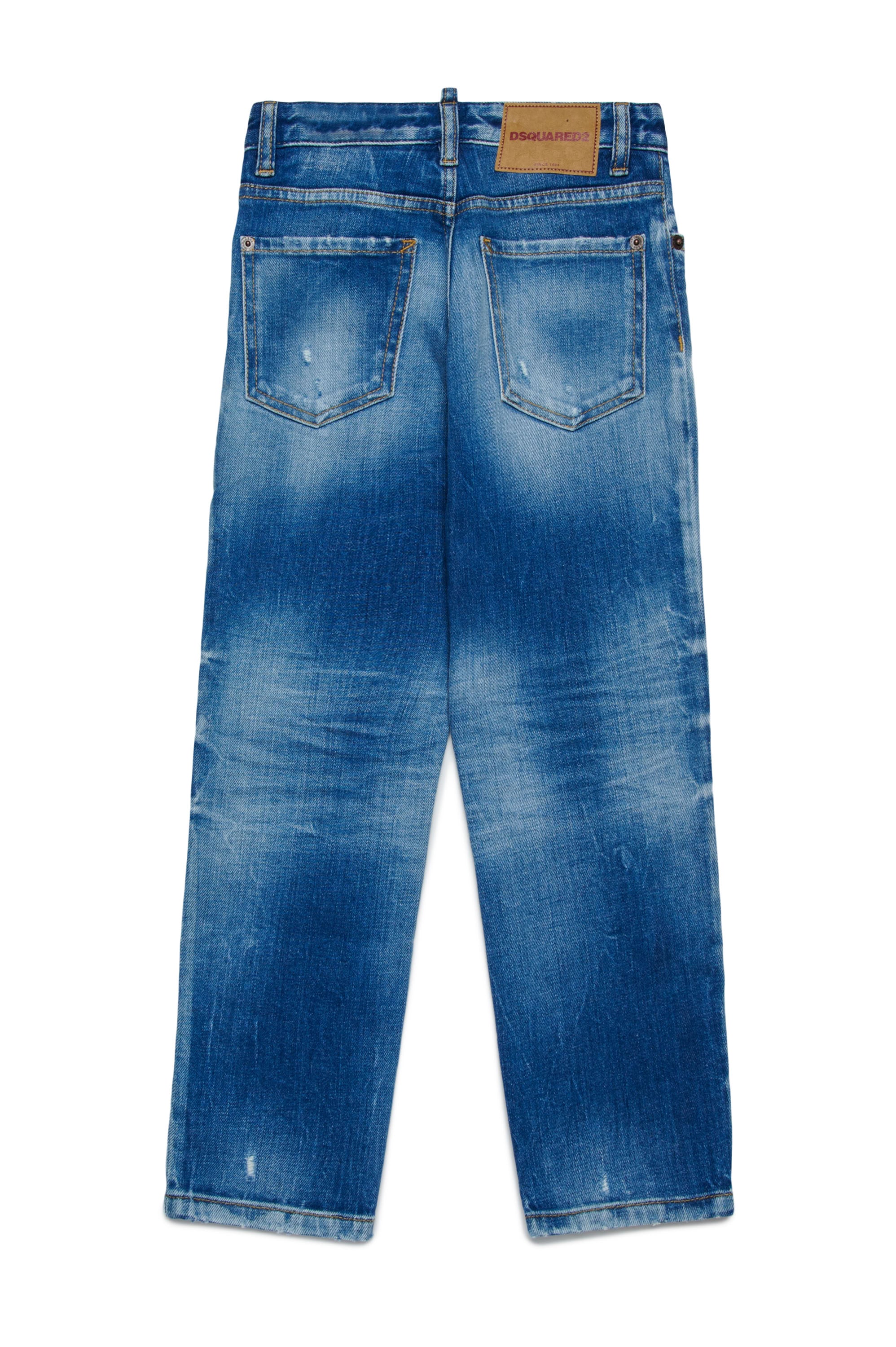 Straight-leg washed denim trousers - Blue Denim