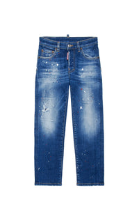 Pantalon droit délavé en denim - Blue Denim