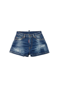 Short délavé en denim - Blue Denim