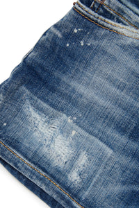 Short délavé en denim - Blue Denim