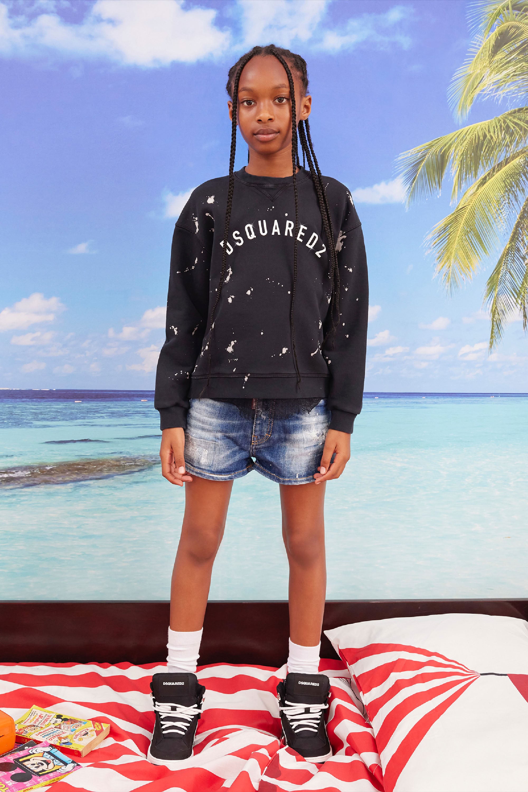 Short délavé en denim - Blue Denim