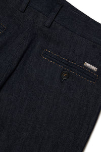Gathered denim trousers - Blue Denim