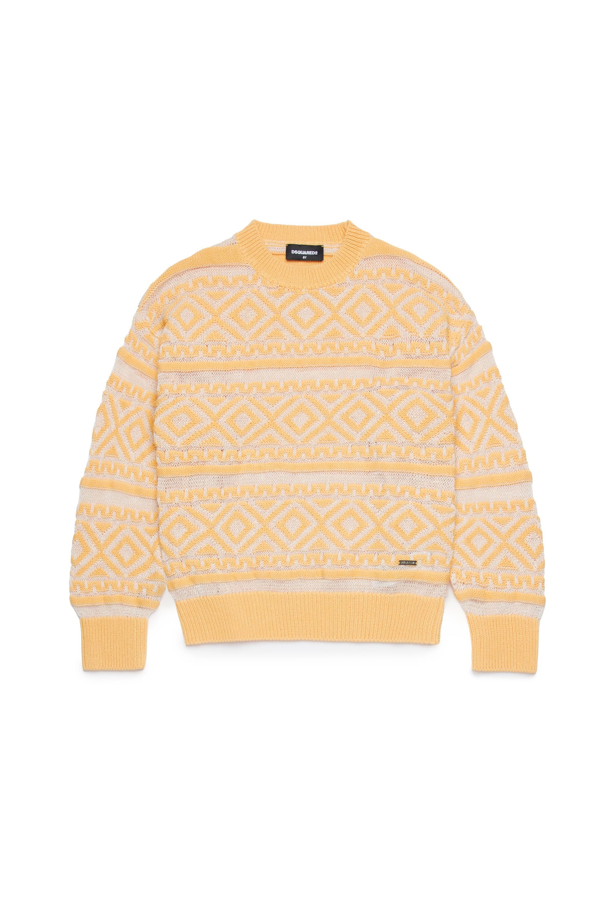 Linen blend jacquard print sweatshirt - Cream Yellow