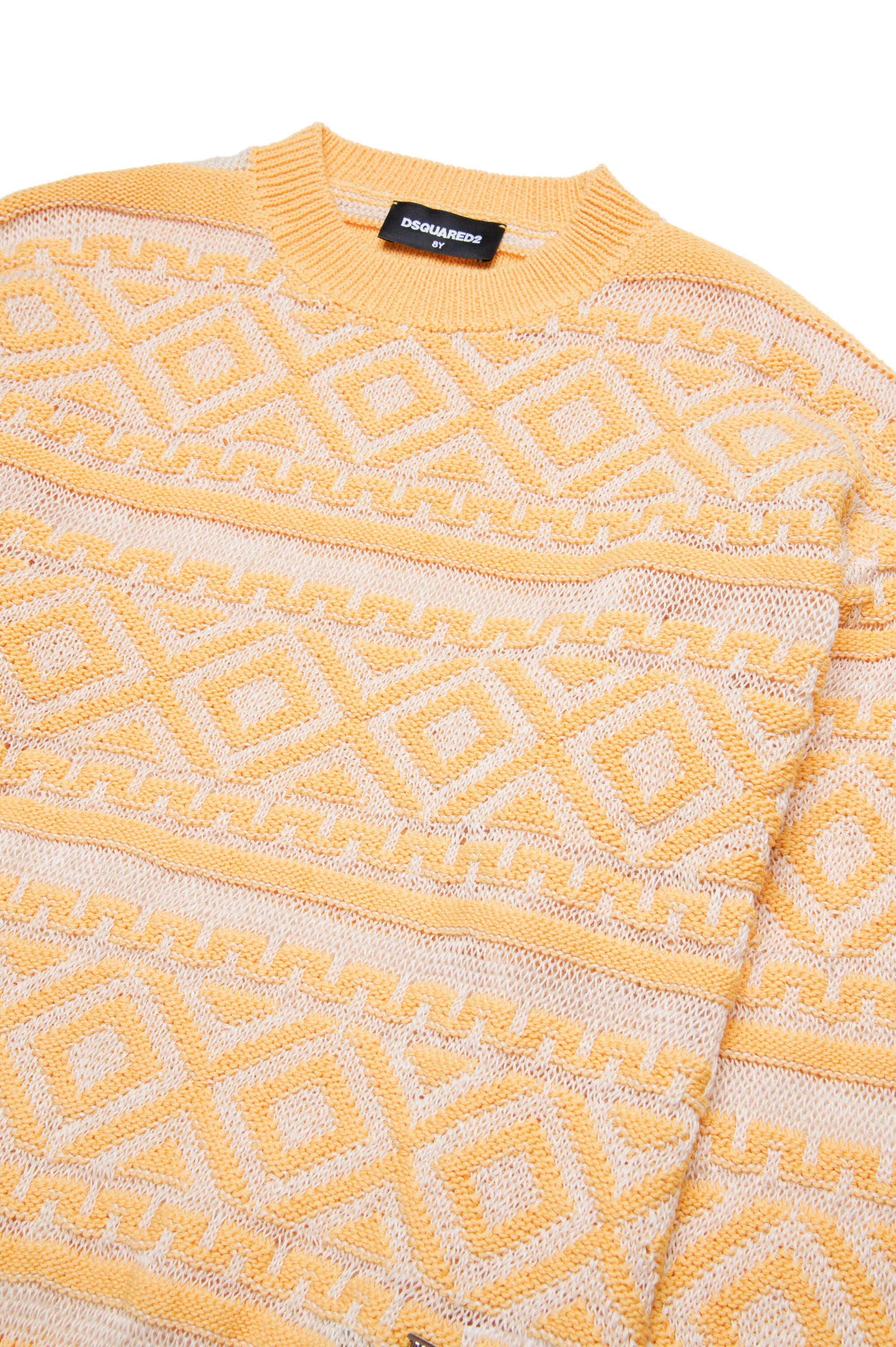 Linen blend jacquard print sweatshirt - Cream Yellow