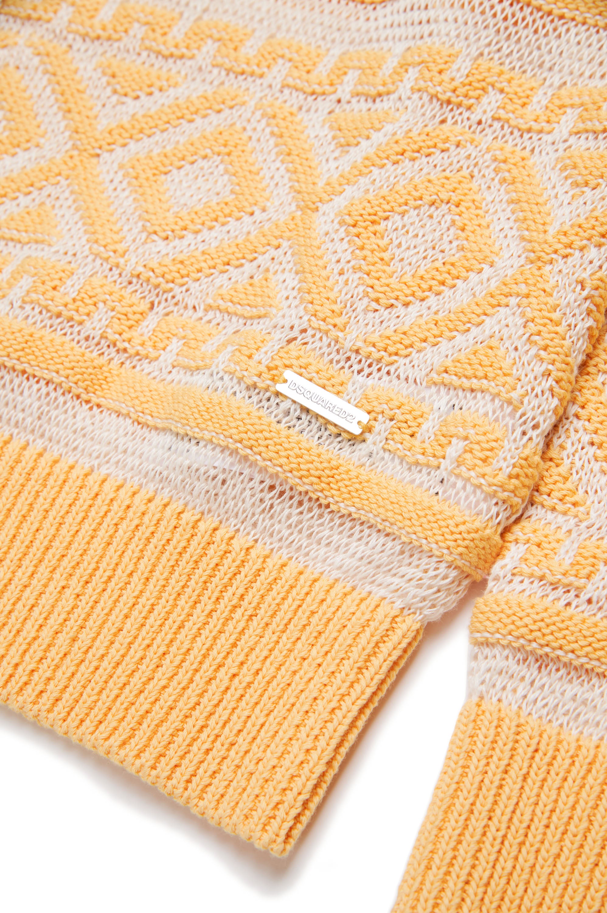 Linen blend jacquard print sweatshirt - Cream Yellow