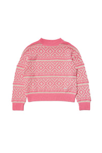 Mixed linen jacquard print sweatshirt - Confetti Pink
