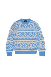 Mixed linen jacquard print sweatshirt - Little Boy Blue