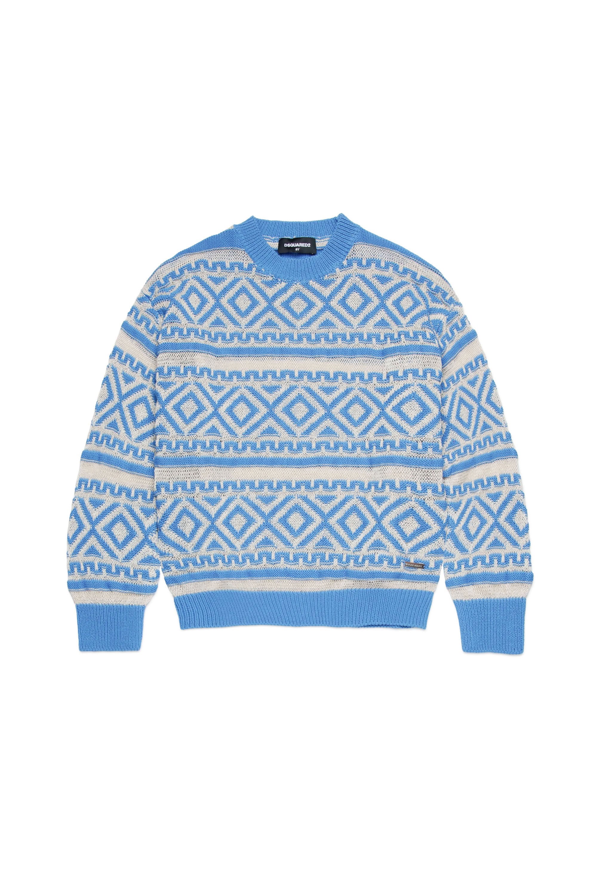Mixed linen jacquard print sweatshirt - Little Boy Blue