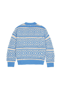 Mixed linen jacquard print sweatshirt - Little Boy Blue