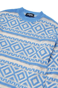Mixed linen jacquard print sweatshirt - Little Boy Blue
