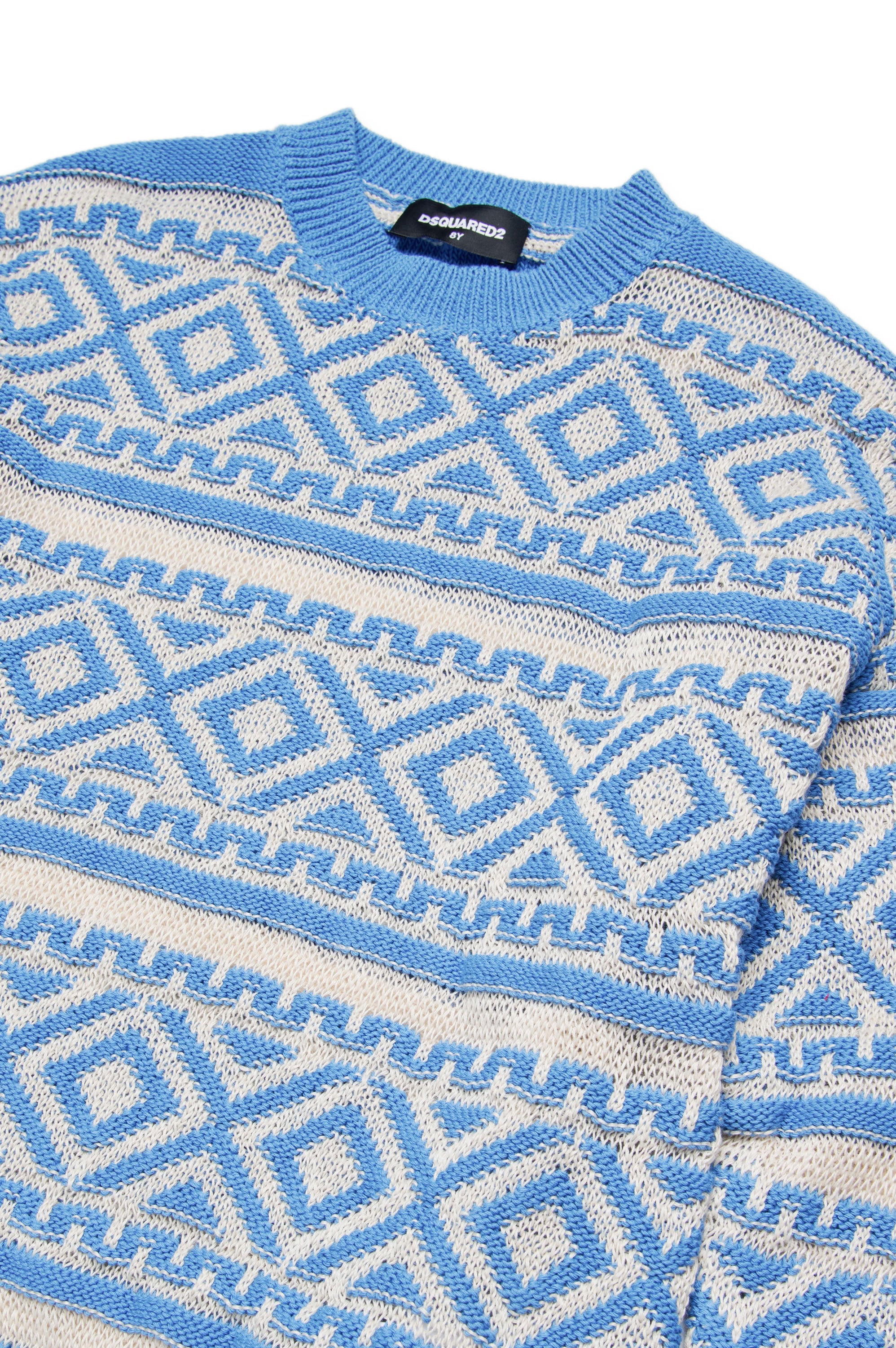 Mixed linen jacquard print sweatshirt - Little Boy Blue
