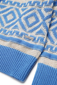 Mixed linen jacquard print sweatshirt - Little Boy Blue