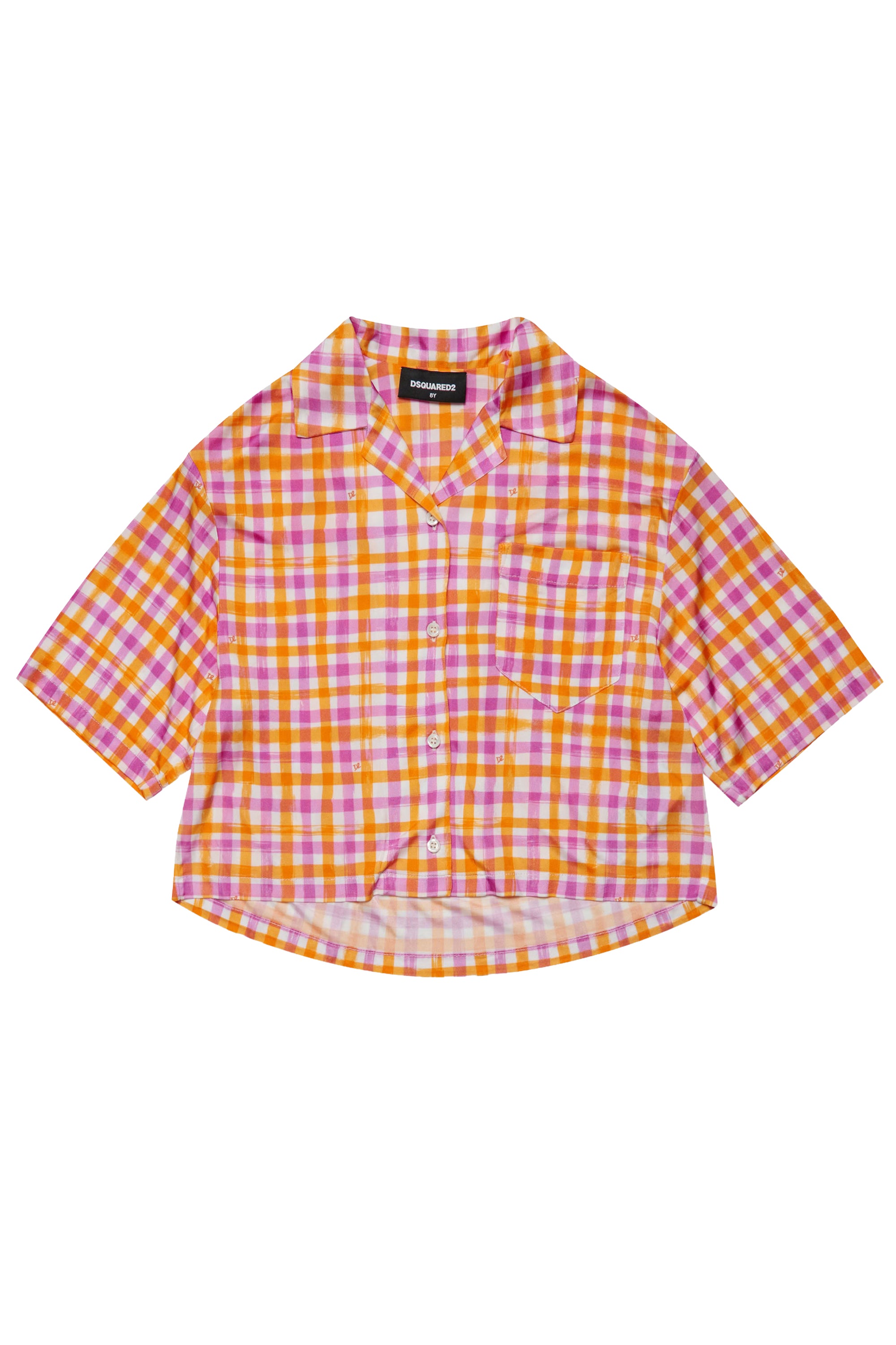 Short-sleeved checked shirt - Cyclamen